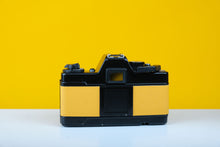 Load image into Gallery viewer, Praktica BM 35mm SLR Film Camera with New Yellow Leather Skin with Carl Zeiss 28mm f2.8 Prime Lens
