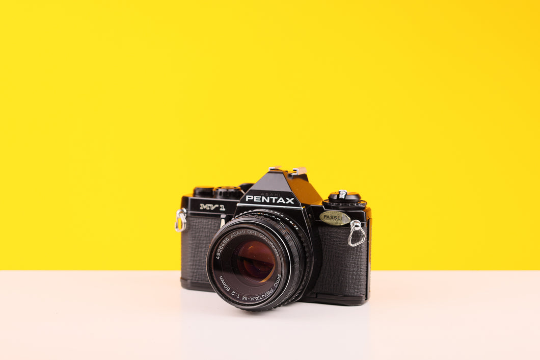 Pentax MV 1 35mm SLR Film Camera with Pentax Asahi SMC 50MM F2