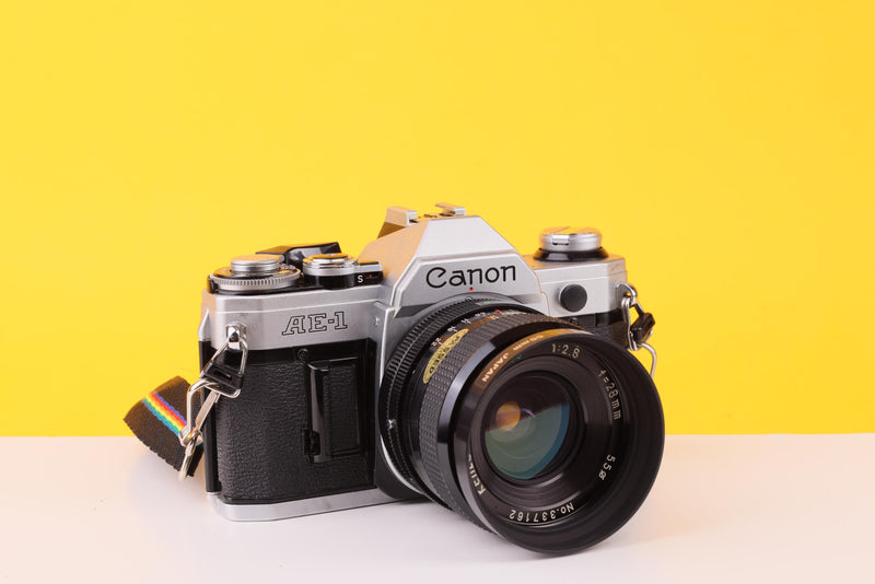 Canon AE-1 35mm Film SLR Camera with Kenlock  MC 28mm f/2.8 Lens