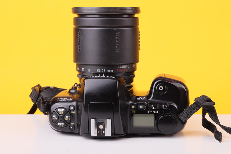 Nikon F-601 35mm Film SLR Camera with Tamron AF 28-100mm Aspherical Zoom Lens