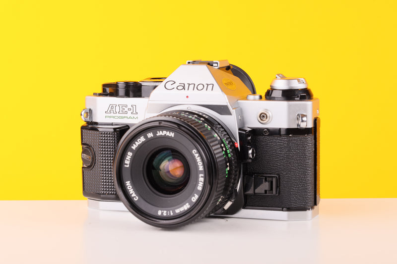 Canon AE-1 Program 35mm Film Camera with Canon FD 28mm f/2.8 Lens