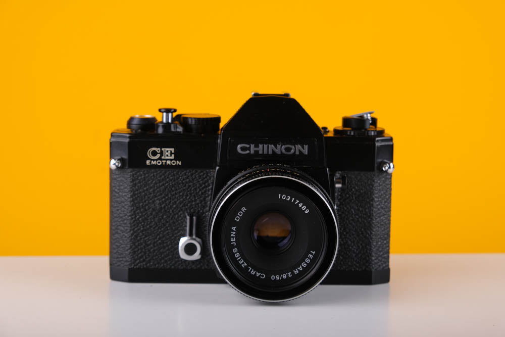 Chinon CE Emotrom 35mm film Camera with 50mm f/2.8 Carl Zeiss Lens