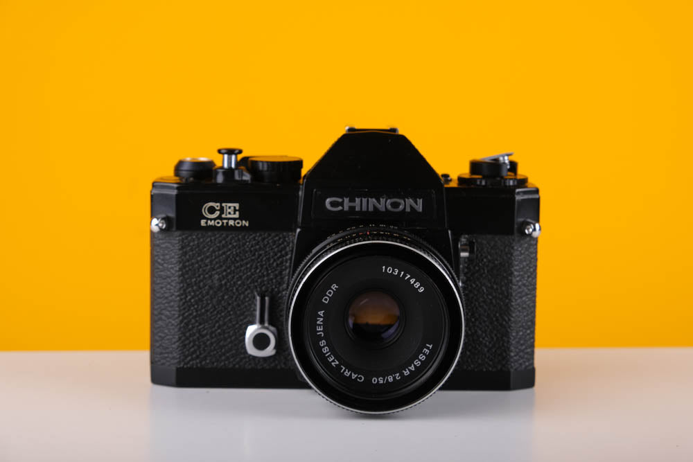 Chinon CE Emotron 35mm film Camera with 50mm f/2.8 Carl Zeiss Lens