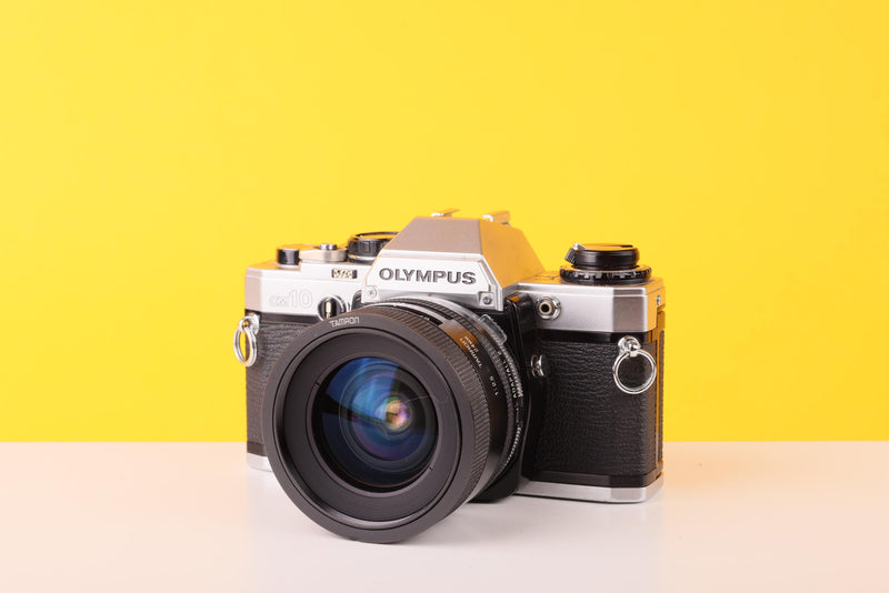 Olympus OM10 35mm SLR Film Camera with Tamron 28mm f/2.8 Prime Lens