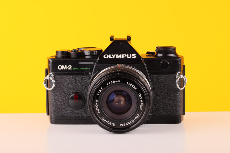Olympus OM-2 Spot/Program 35mm Film Camera with Olympus 28mm f3.5 Lens
