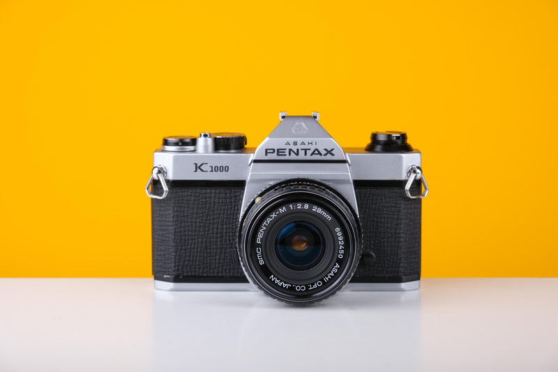 Pentax K1000 35mm Film Camera with SMC Pentax M 28mm f/2.8 Prime Lens