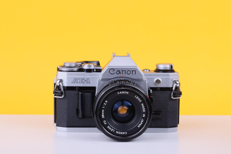 Canon AE-1 35mm SLR Film Camera with Canon 28mm f/2.8 Lens
