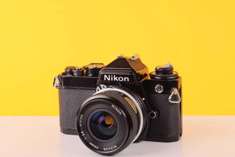 Nikon FE Black 35mm Film Camera with Nikon 35mm f/2.8 Lens