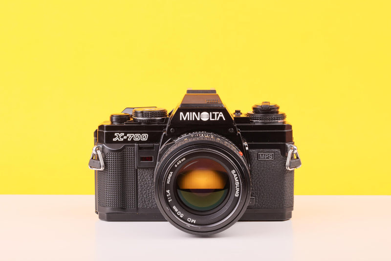 Minolta X-700 35mm SLR Film Camera with Samsung MD Rokkor 50mm f/1.4 Lens