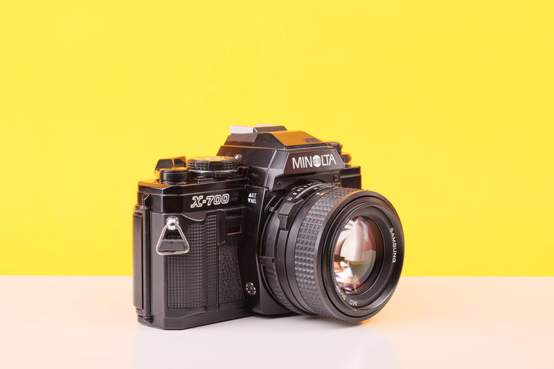 Minolta X-700 35mm SLR Film Camera with Samsung MD Rokkor 50mm f/1.4 Lens
