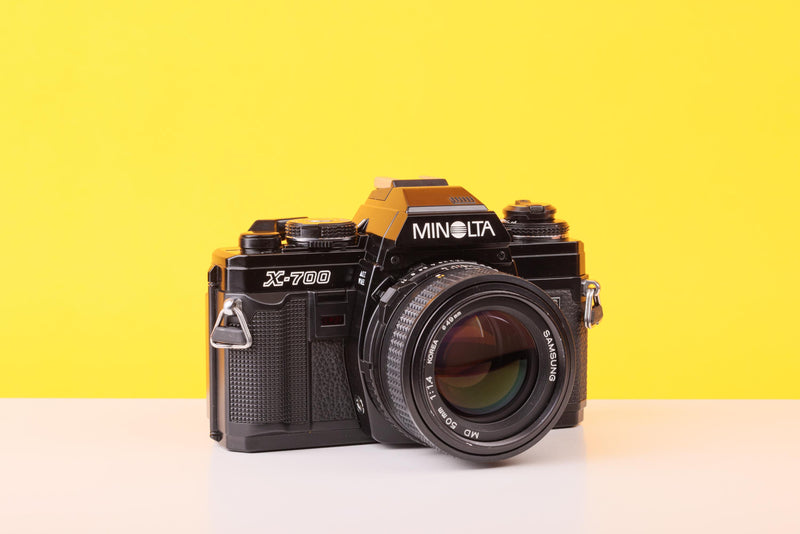 Minolta X-700 35mm SLR Film Camera with Samsung MD Rokkor 50mm f/1.4 Lens