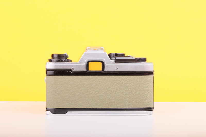 Olympus OM10 35mm Film Camera with Zuiko 50mm f1.8 Prime Lens Olive