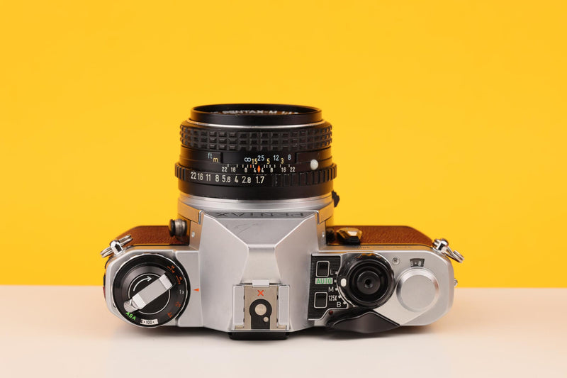 Pentax ME Super Vintage 35mm Film Camera with SMC Pentax-M 50mm f/1.7 Lens Burgundi