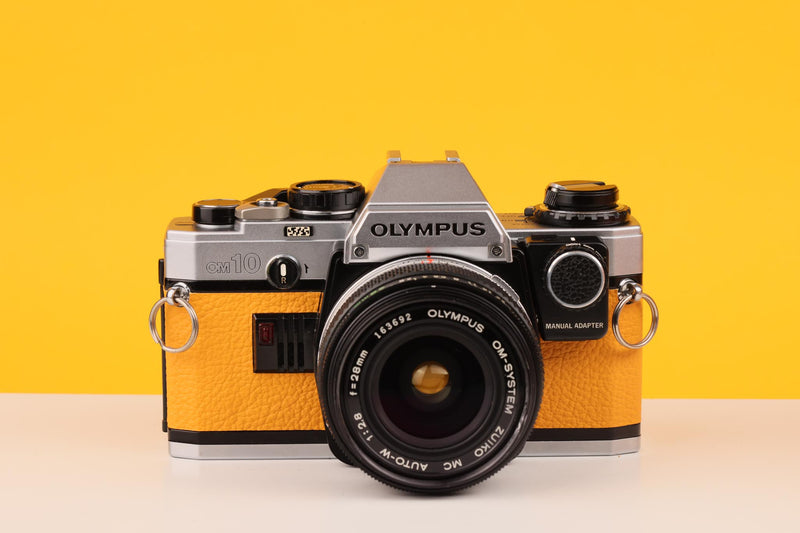 Olympus OM10 35mm SLR Film Camera with Olympus Zuiko 28mm f/2.8 Lens and Manual Adapter