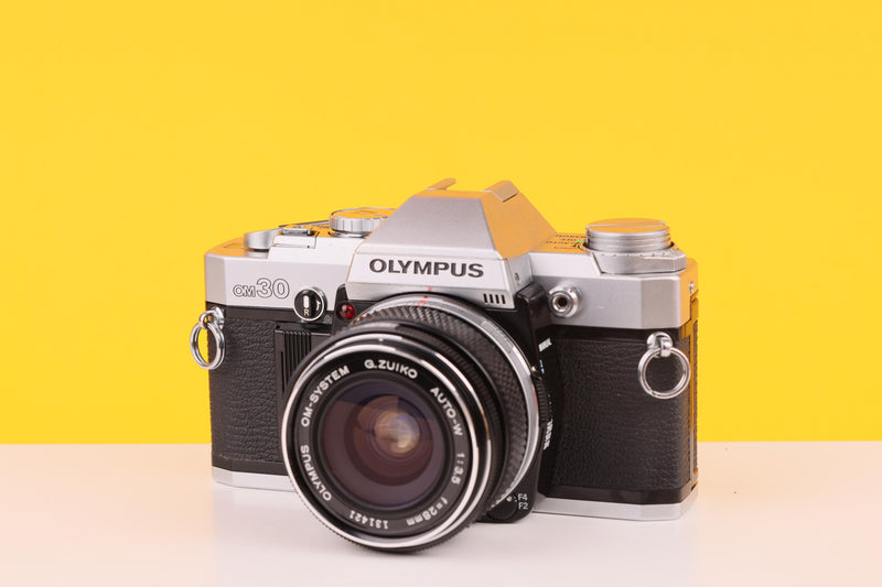 Olympus OM30 Vintage Slr 35mm Film Camera with Zuiko 28mm f/3.5 Prime Lens