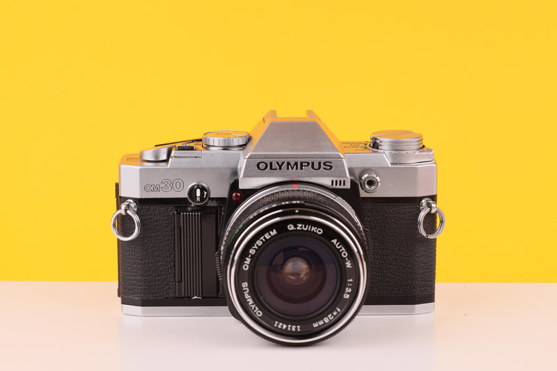 Olympus OM30 Vintage Slr 35mm Film Camera with Zuiko 28mm f/3.5 Prime Lens