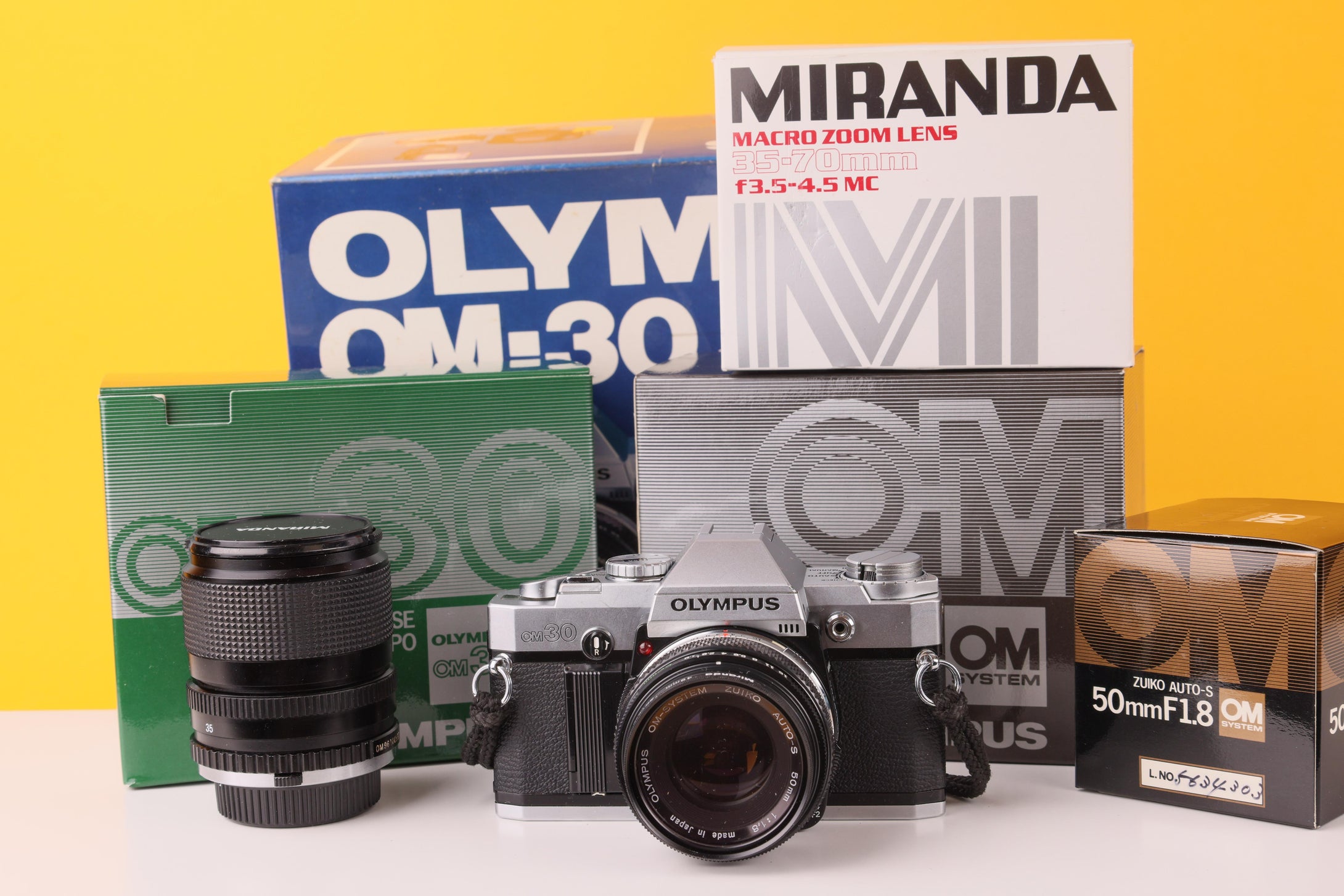 Olympus OM30 Vintage SLR 35mm Film Camera Bundle