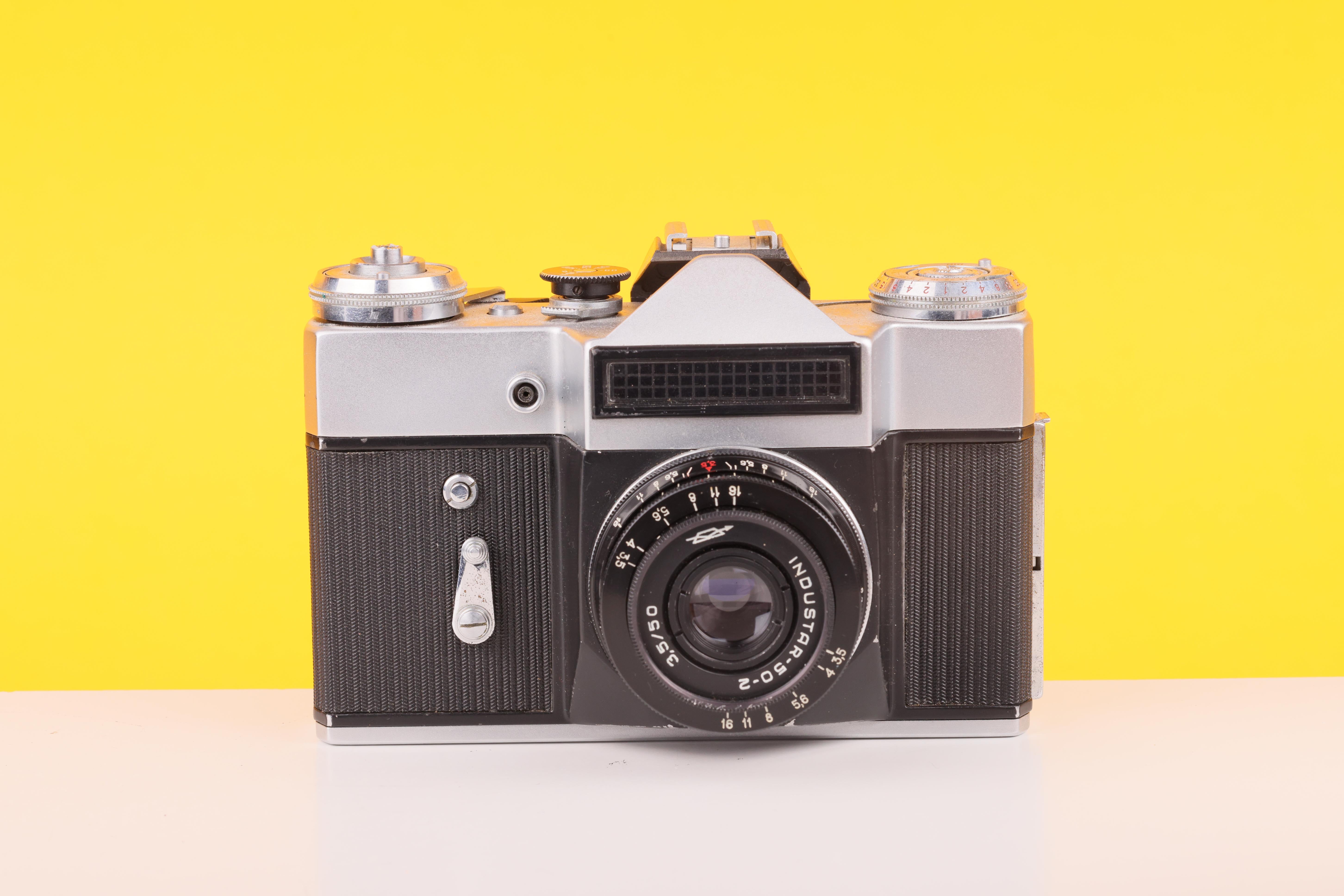 Zenit EM Silver 35mm Film Camera with Industar 50mm f/2 Lens