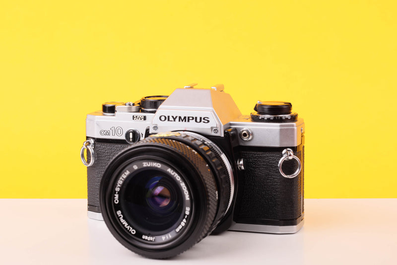 Olympus OM10 35mm SLR Film Camera with Olympus OM-System S Zuiko Auto-Zoom 28-48mm f4 Lens