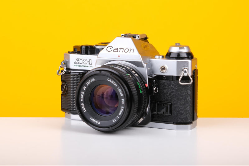Canon AE-1 Program 35mm Film Camera with Canon FD 50mm f/1.8 Lens