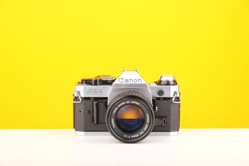Canon AE-1 Program 35mm SLR Film Camera with Canon 50mm f1.4 FD Lens