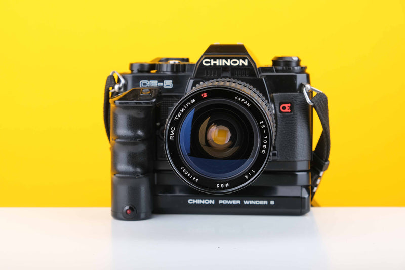 Chinon CE-5 35mm Film Camera with Tokina RMC 28-70mm f4 Lens an Chinon Power Winder S