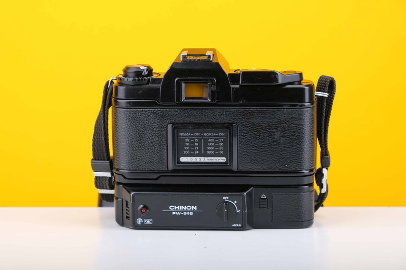 Chinon CE-5 35mm Film Camera with Tokina RMC 28-70mm f4 Lens an Chinon Power Winder S