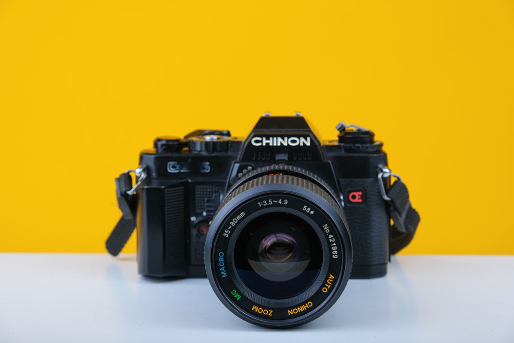 Chinon CE-5 SLR 35mm Film Camera with Chinon 35-80mm f3.5-4.9 Macro Zoom Lens