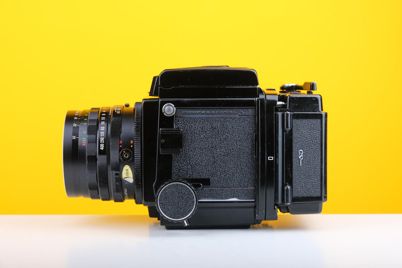 Mamiya RB67 Medium Format Film Camera with Mamiya-Sekor C 50mm f4.5 Lens and Mamiya Lens Hood plus Camera Strap