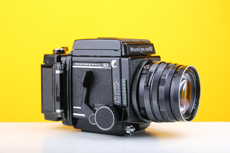 Mamiya RB67 Medium Format Film Camera with Mamiya-Sekor C 50mm f4.5 Lens and Mamiya Lens Hood plus Camera Strap