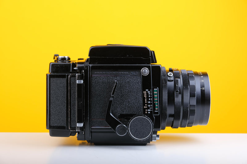 Mamiya RB67 Medium Format Film Camera with Mamiya-Sekor C 50mm f4.5 Lens and Mamiya Lens Hood plus Camera Strap