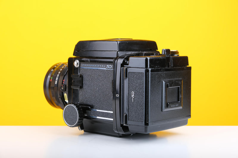 Mamiya RB67 Medium Format Film Camera with Mamiya-Sekor C 50mm f4.5 Lens and Mamiya Lens Hood plus Camera Strap