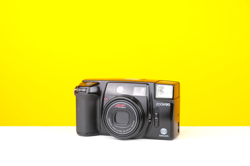 Minolta Zoom 90 35mm Point and Shoot Film Camera with Leather Case