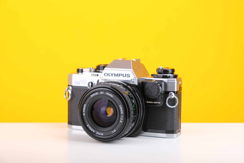 Olympus OM10 35mm Film Camera with Vivitar 28mm f2.8 MC Lens with Manual Adapter