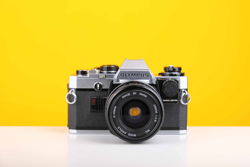 Olympus OM10 35mm Film Camera with Vivitar 28mm f2.8 MC Lens with Manual Adapter