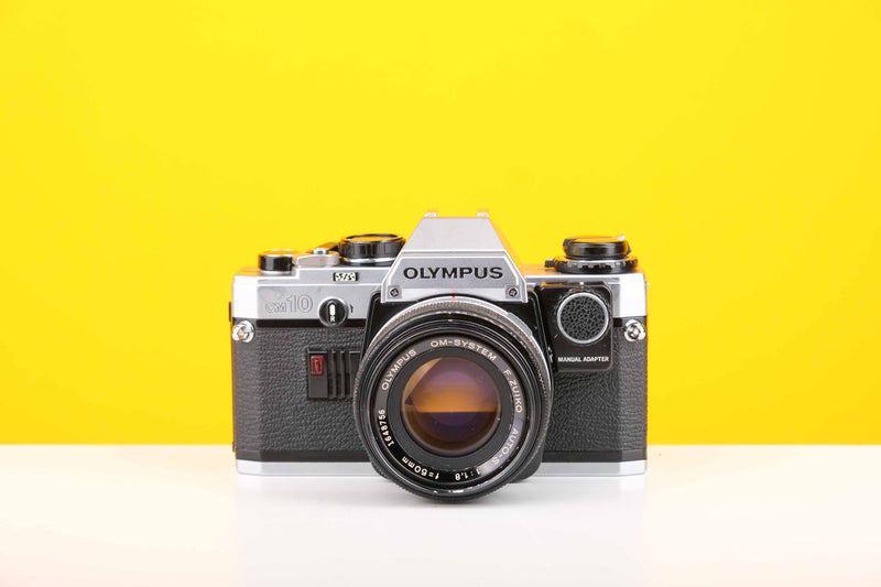 Olympus OM10 SLR 35mm Film Camera with Olympus Auto-S 50mm f1.8 MC Lens and Manual Adapter