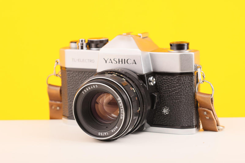 Yashica TL Electro 35mm SLR Film Camera with a Pentacon 50mm f/1.8 Lens