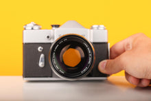 Load image into Gallery viewer, Zenit B 35mm SLR Film Camera with Hoya 135mm f/2.8
