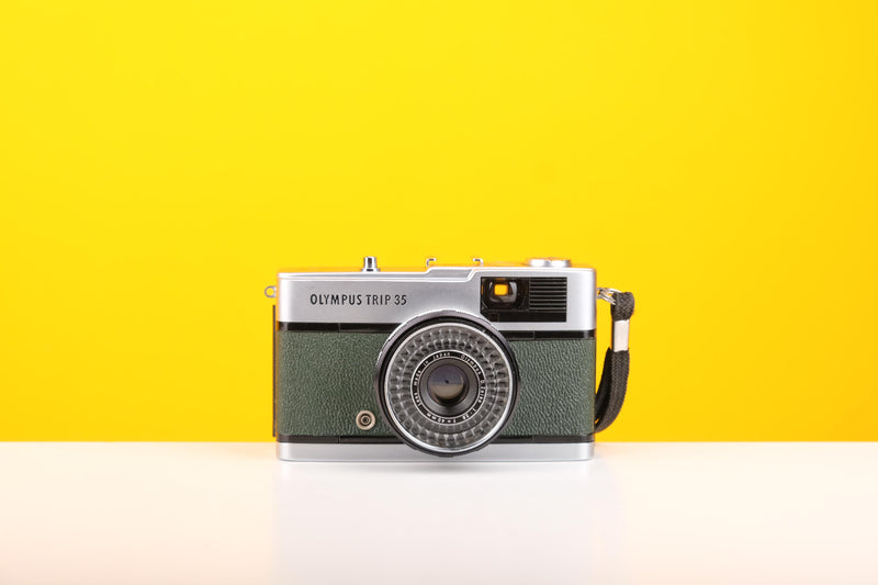 Olympus Trip 35 Vintage Film Camera With Dark Green Leather Skin