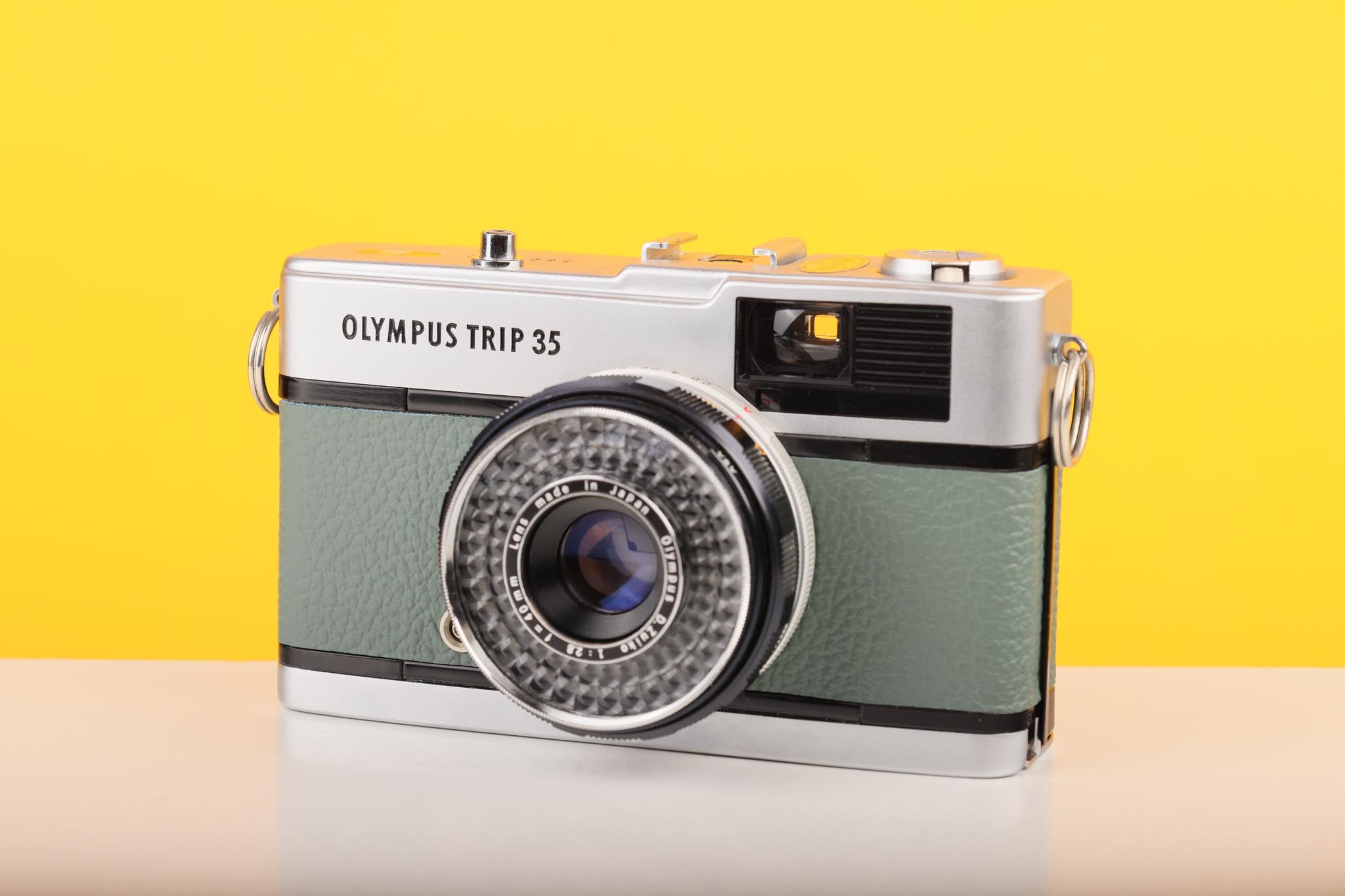 Olympus Trip 35 Vintage 35mm Film Camera with Zuiko 40mm f2.8 Lens and New Grey Leather Skin