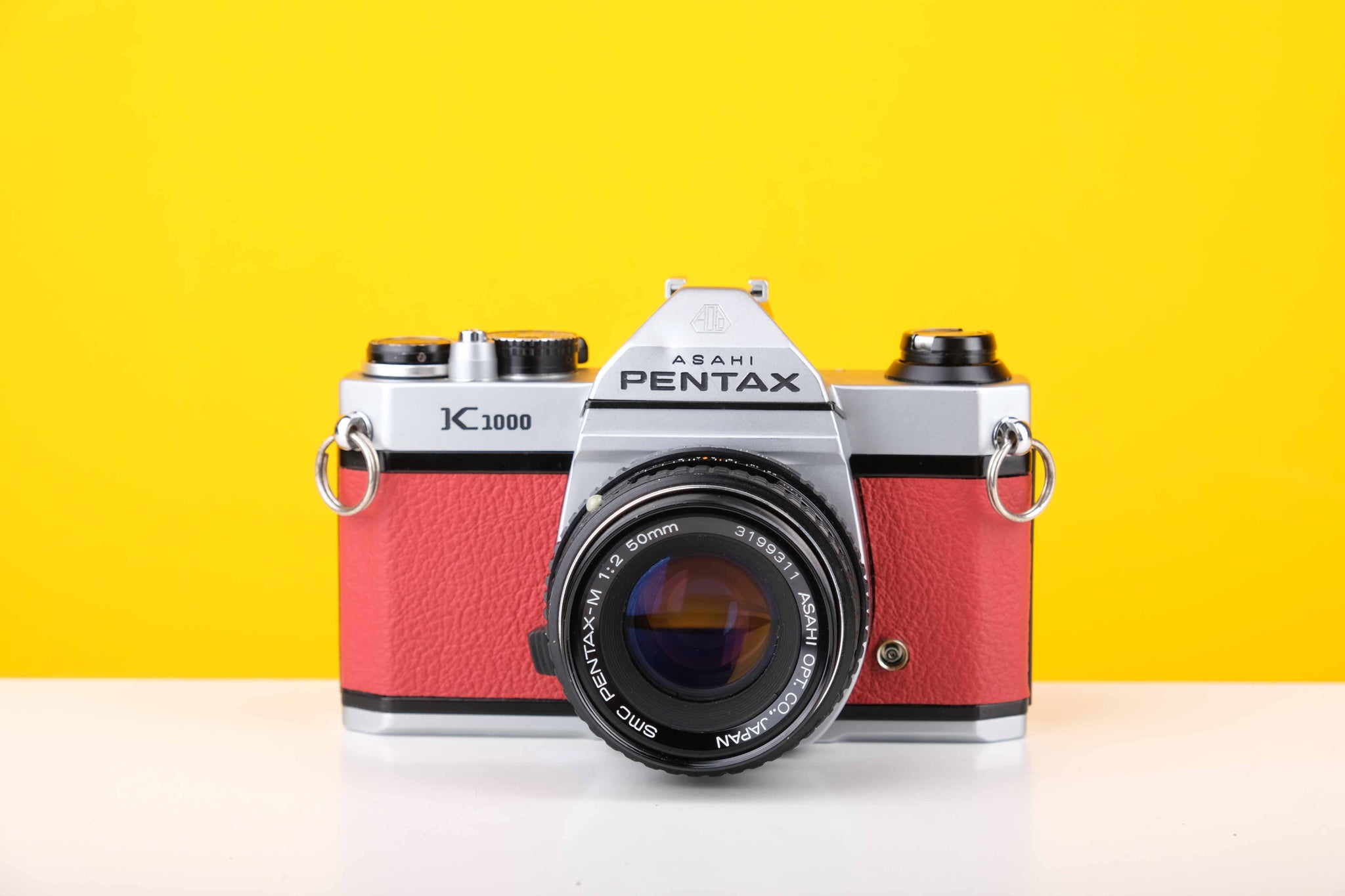 Pentax K1000 35mm Film Camera with SMC Pentax M 50mm f/2 Prime Lens in Red