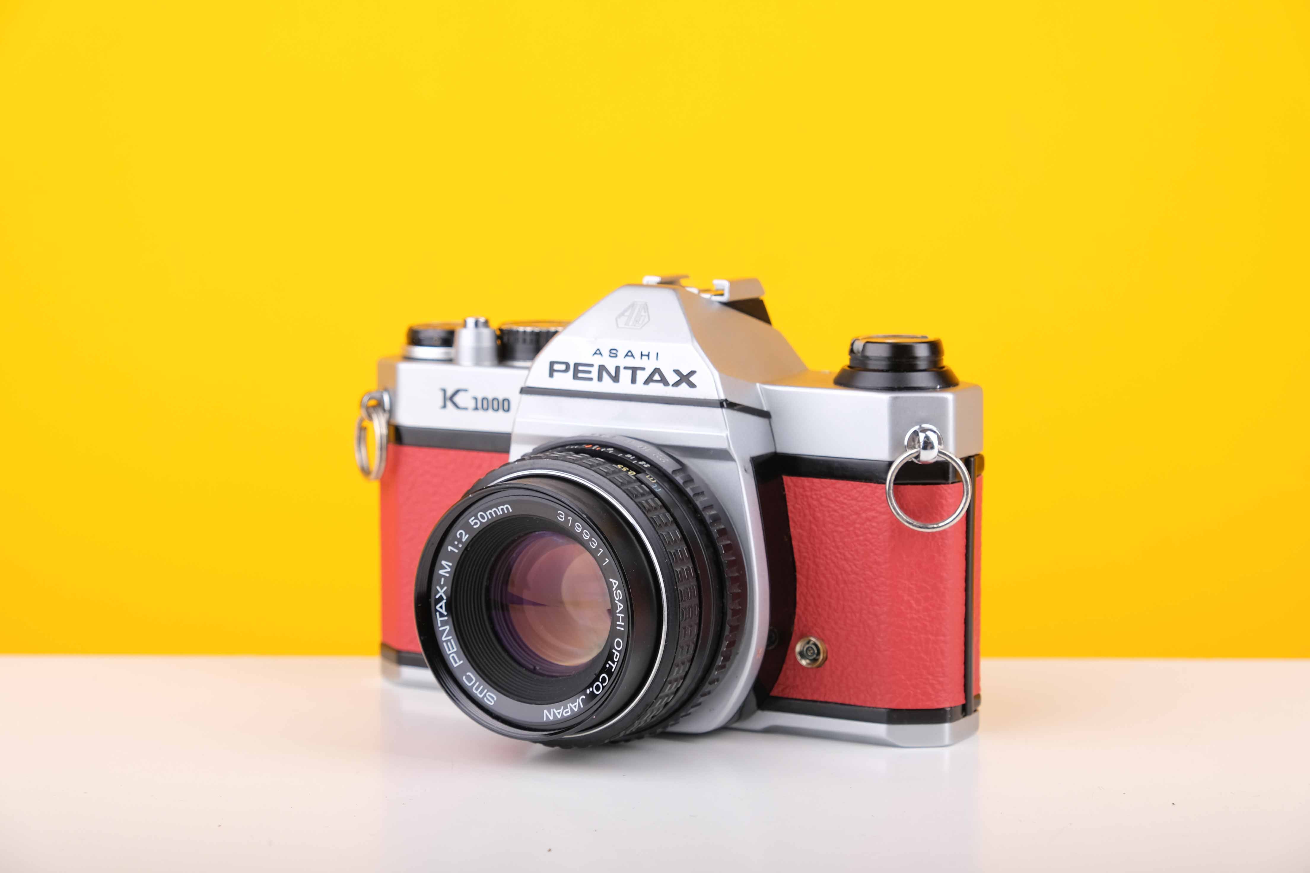 Pentax K1000 35mm Film Camera with SMC Pentax M 50mm f/2 Prime Lens in Red