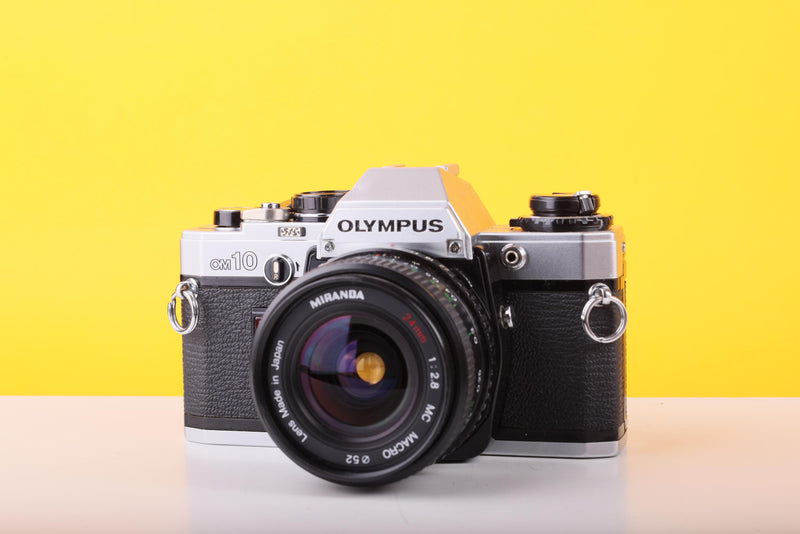 Olympus OM10 35mm SLR Film Camera with Miranda 24mm f/2.8 Wide Angle Lens