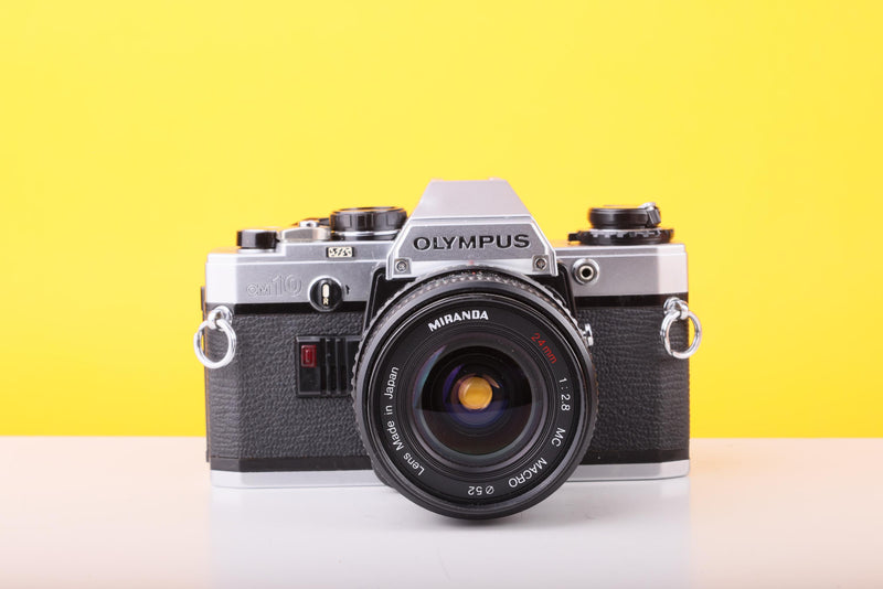 Olympus OM10 35mm SLR Film Camera with Miranda 24mm f/2.8 Wide Angle Lens