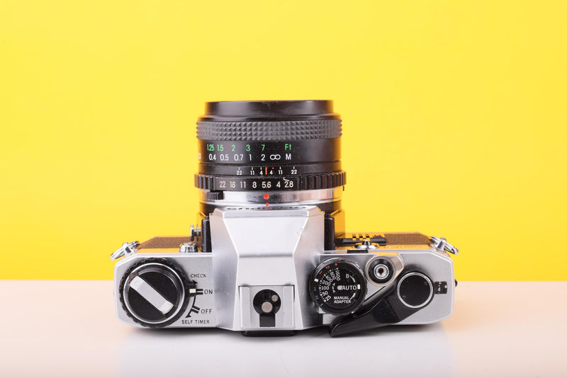Olympus OM10 35mm SLR Film Camera with Miranda 24mm f/2.8 Wide Angle Lens