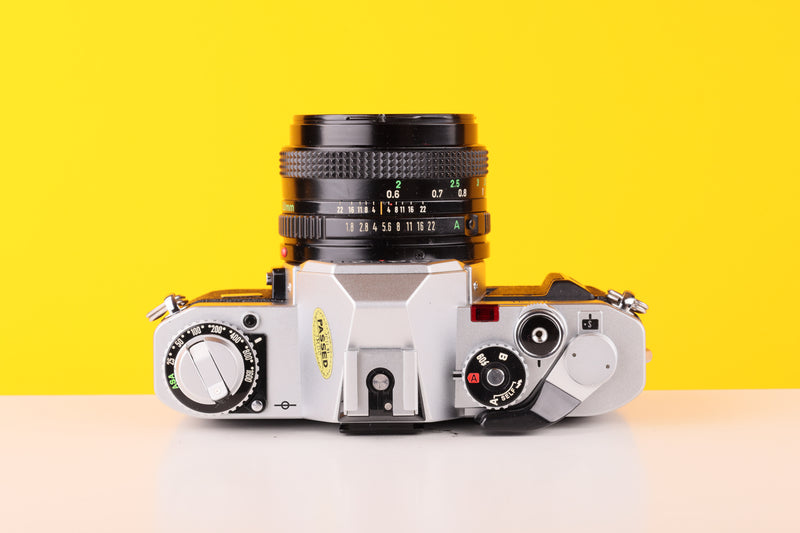 Canon AV-1 35mm Film Camera with Canon FD 50mm f/1.8 Prime lens
