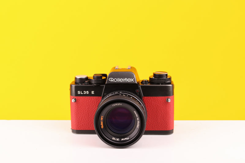 Rolleiflex SL35 E 35mm Film Camera with Rollei Planar 50mm f1.8 Lens in Red