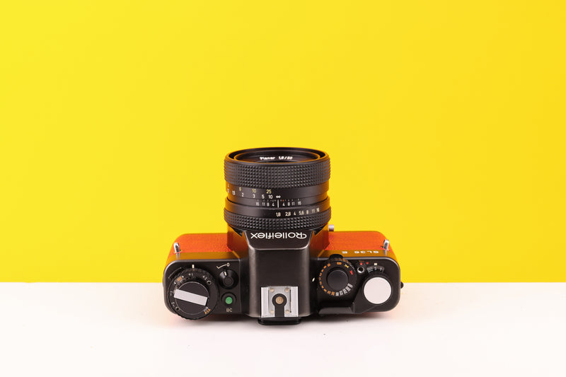 Rolleiflex SL35 E 35mm Film Camera with Rollei Planar 50mm f1.8 Lens in Red