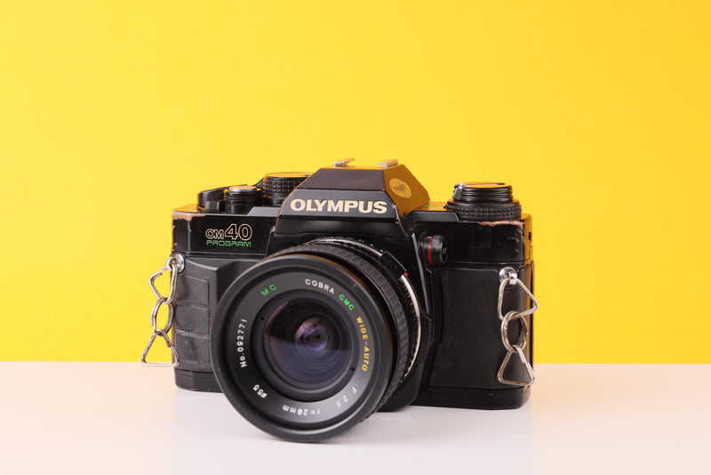 Olympus OM40 Program 35mm SLR Film Camera with Cobra 28mm f/2.5 Lens
