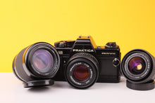 Load image into Gallery viewer, Praktica BMS Electronic Beginner 35mm SLR Film Camera Set – 3 Lenses
